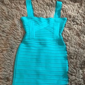 HERVE LEGER Turquoise Sleeveless Dress XS